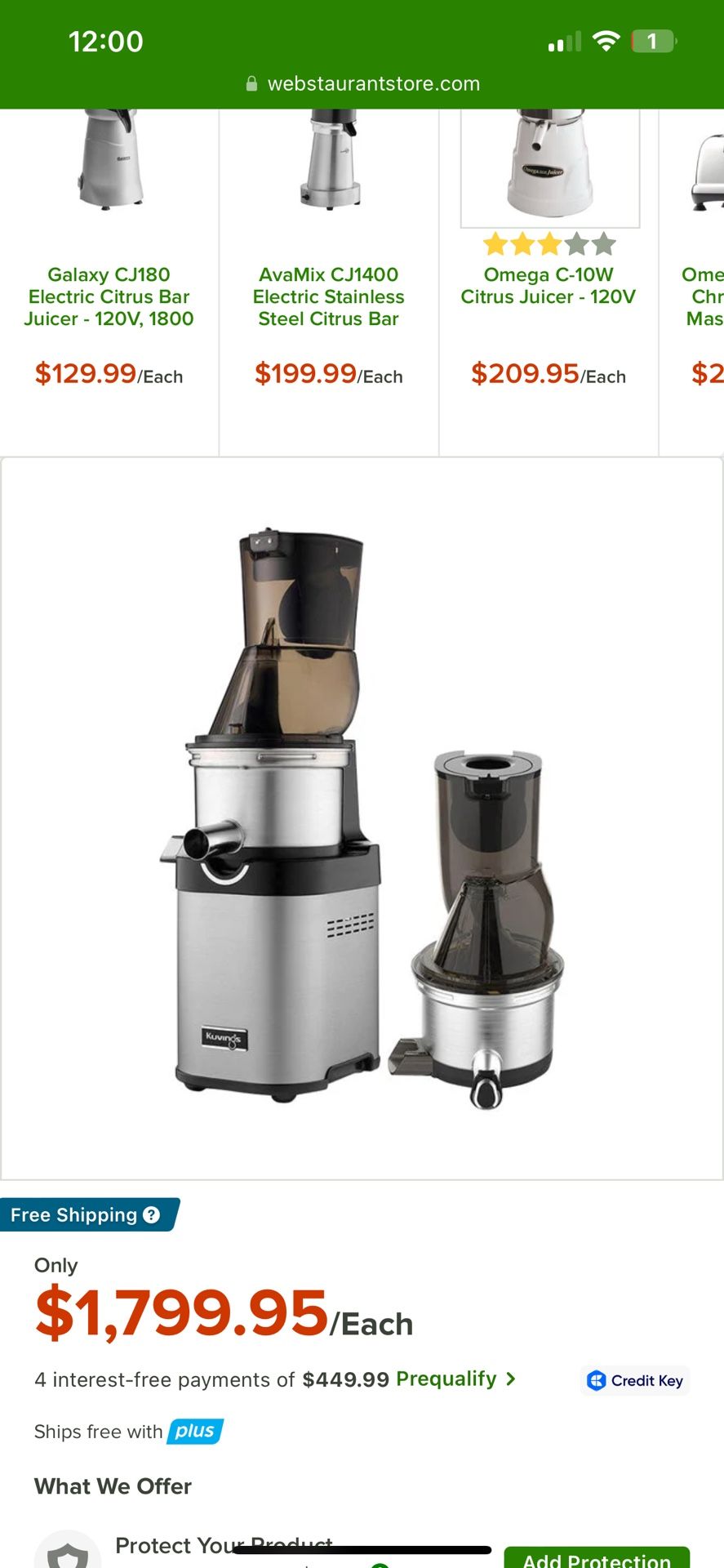 Kuvings CS700 Stainless Steel Masticating Juicer with Extra Topset
