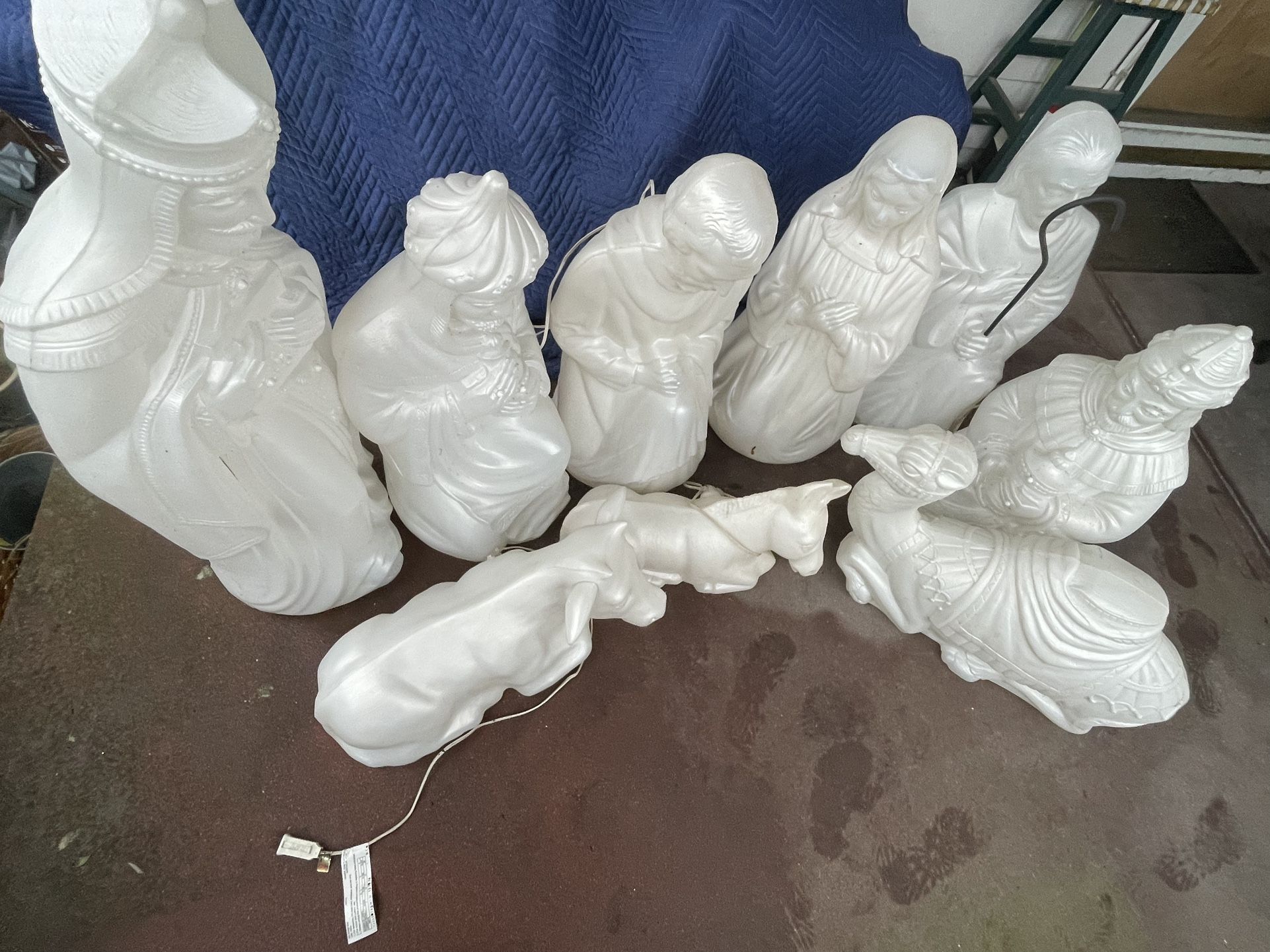 Vintage GENERAL FOAM Plastic Brand 9 Piece Blow Mold Nativity SET