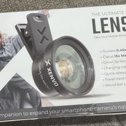 Pro Lens Kit for iPhone and Android, Macro and Wide Angle Lens with LED Light and Travel Case Black 