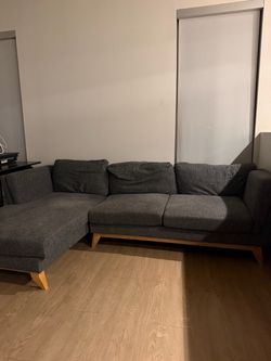 Sale-Charcoal Gray L-Shaped Sectional with Chaise-$175 Pickup Special