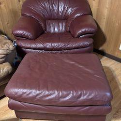 Leather Chair With Ottoman 