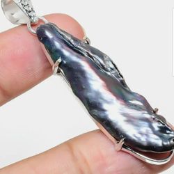 Genuine Blister Pearl Gemstone Handmade Jewelry Pendant 2.60"