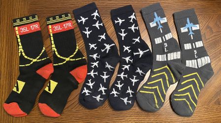 Aviation-Themed Premium Crew Socks - 3-PAIR SET by Luso Aviation