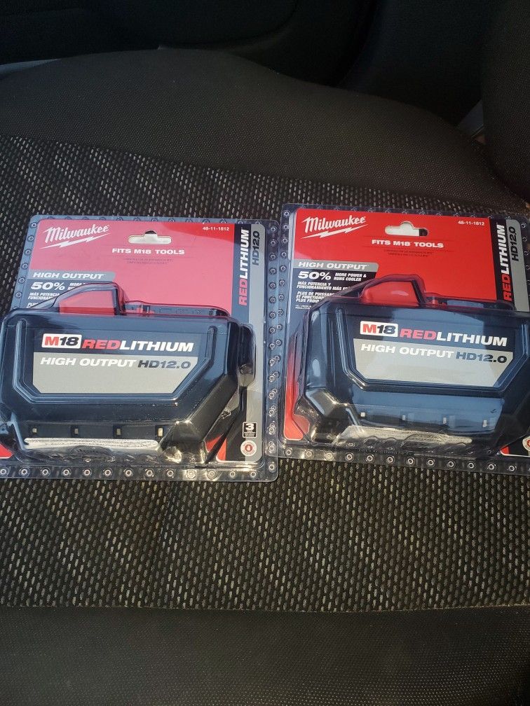 Read Description. Milwaukee M18 Battery 12.0 ah. New. 190$ Each.Dont As For A Cheaper Price. Only 1 Left.