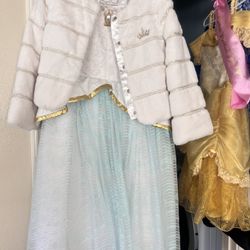 Authentic Disney Castle Collection Deluxe Ariel Wedding Dress With Matching Faux Fur Coat