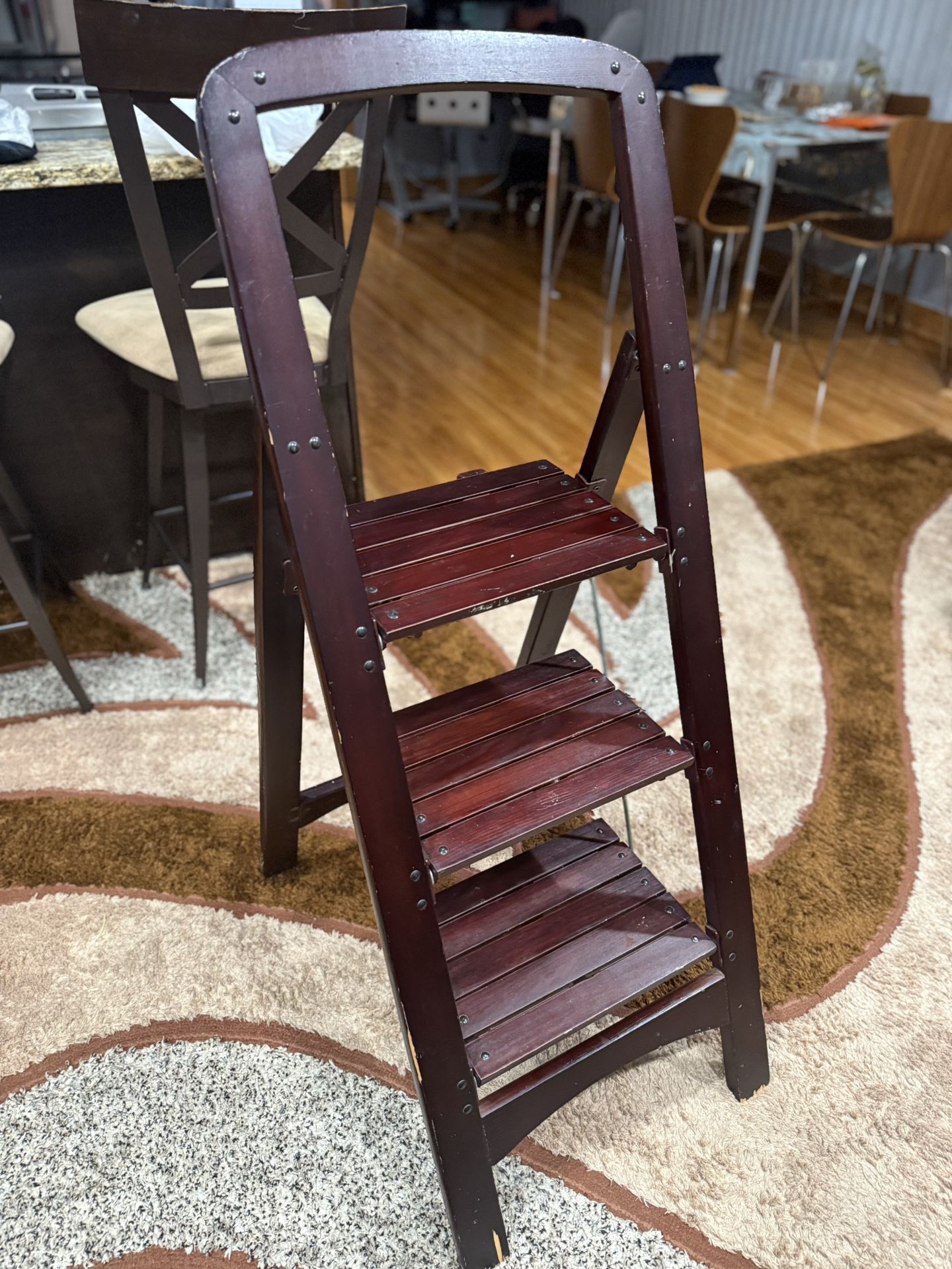 Folding Wooden Step Stool Ladder