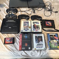Sega Genesis System Console, Games, And Sg Pro Pad 6.