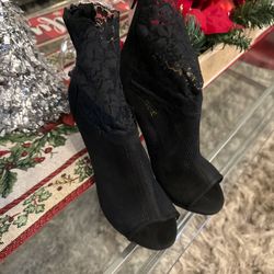 Black Peep Toe Booties Size 8