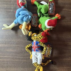 (3) Infamous Meanies Bean Bag Plush Splat in the hat, cold turkey, Mick Jaguar