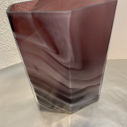 Vintage Mikasa  hand crafted purple gray swirl glass geometric 6 sided 10” vase decorative  Gorgeous Handcrafted vase  by Mikasa purple gray swirled g