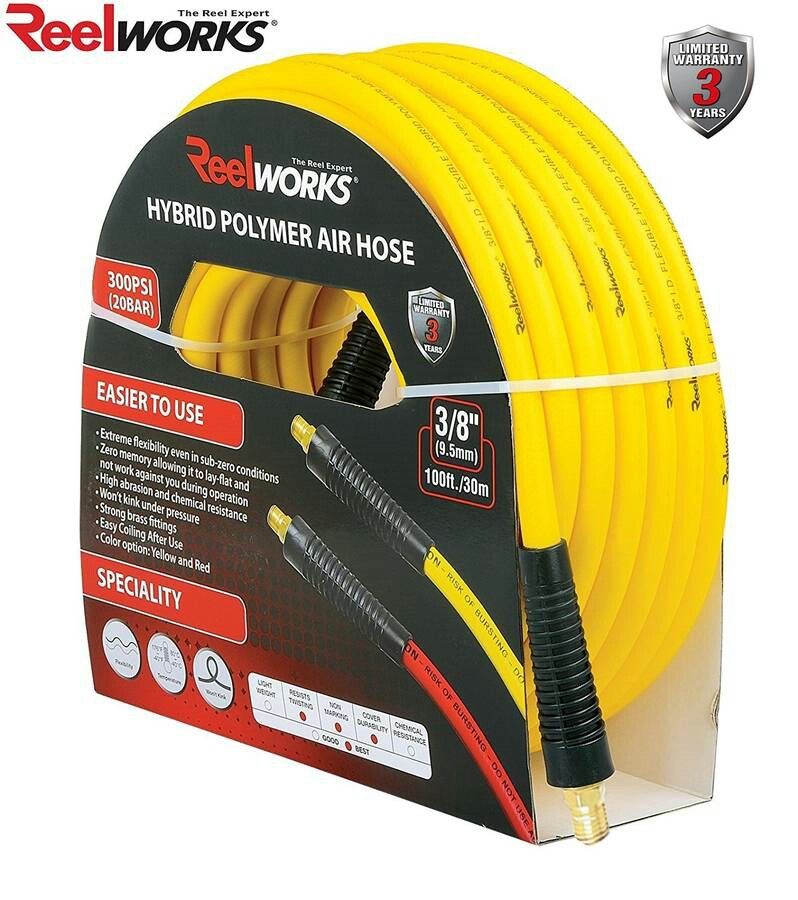 New - ReelWorks 19143001A Hybrid 100' Flexible Air Compressor Hose