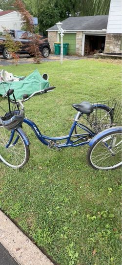 Schwinn Meridian Adult Tricycle with Basket, 24 Inch Wheels, Single Speed, Ages 14+, Slate Blue