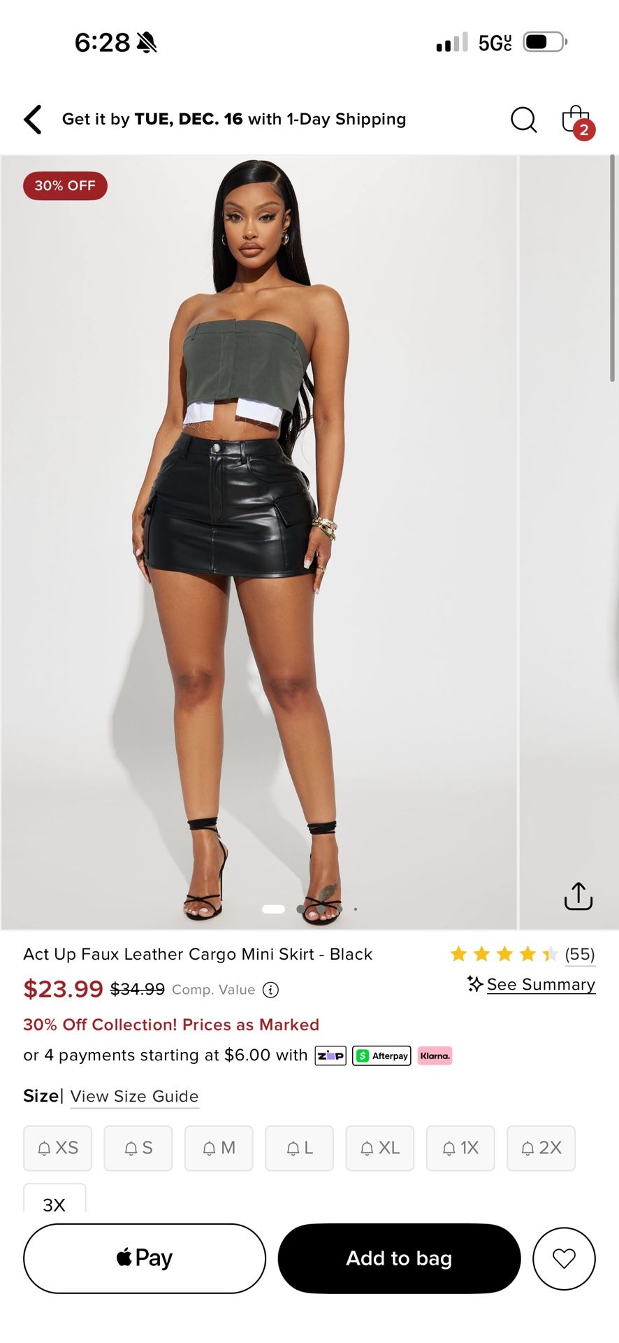 Fashion Nova Leather Skirt