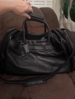 Genuine leather black duffle bag