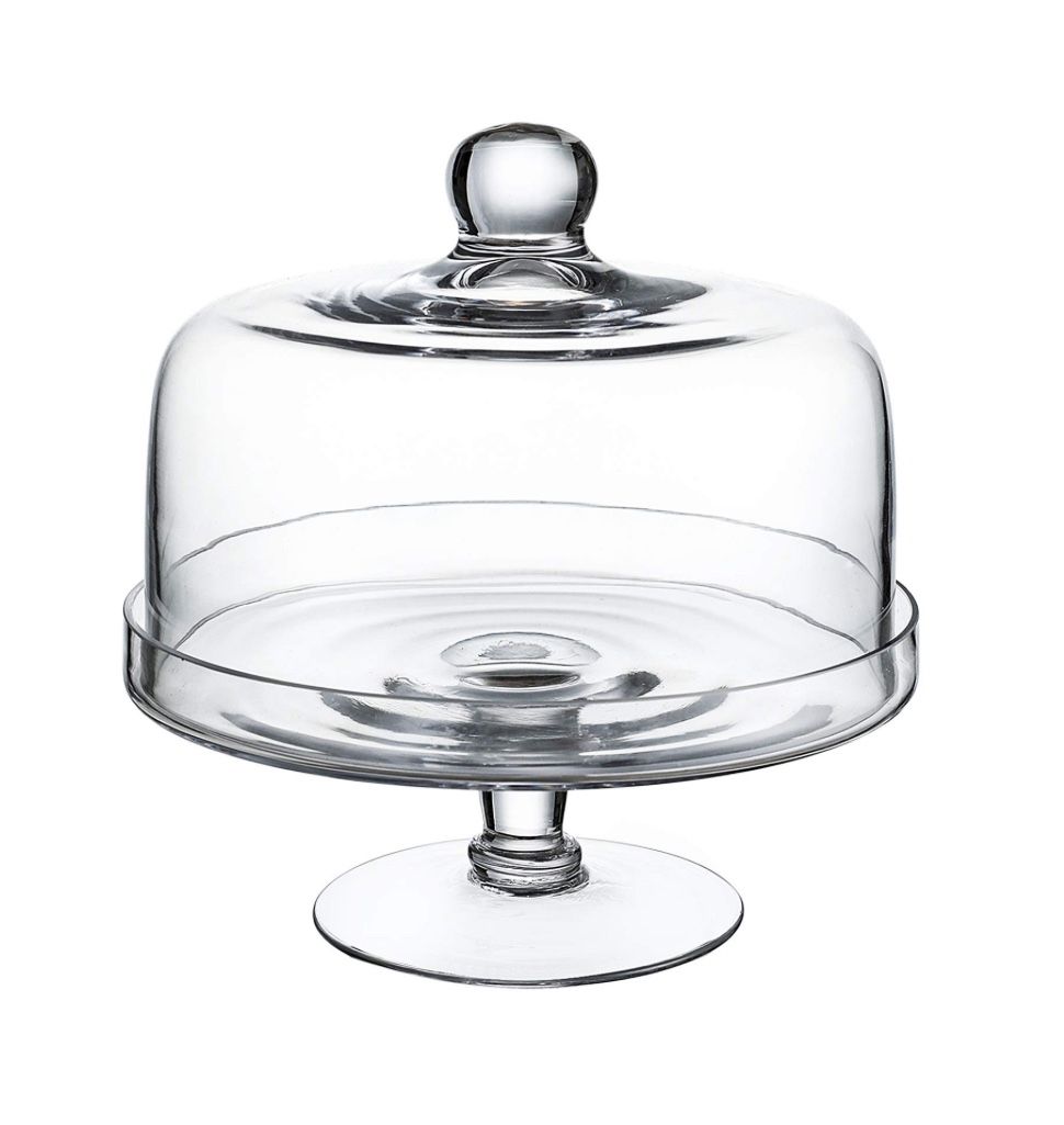 Whole HOUSEWARE Glass Cake Stand With Dome | Cake Holder And Cake Display Stand For Kitchen, Birthday Parties, Weddings 2.5x4 IN4.4x2.6x4.7 IN