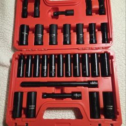 New 1/2 Drive Deep Impact Socket Set With Extentions