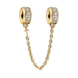 Pandora Clear Pavé Safety Chain Clip Safety Charm For Bracelet 