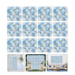 Blue Flower Backdrop Wall 5ftx3.74ft Fake Rose Wedding Backdrop 3D Floral Wall Panels for Baby Shower Party Bridal Wedding Background Decor