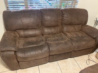 Brown Microfiber 3-Seater Reclining Sofa