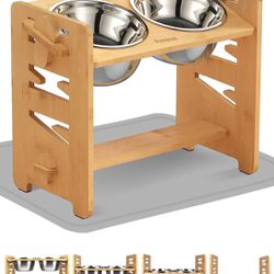 Adjustable Raised Dog Bowls Stand