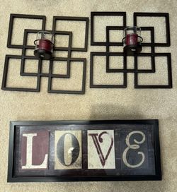 Free Love Sign And Candle Holders Decor