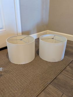 Pair of White Drum Lamp Shades