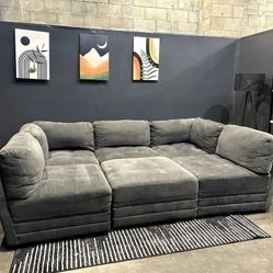 SUPER TUFTED GREY BRAND NEW SECTIONAL SAME DAY DELIVERY 