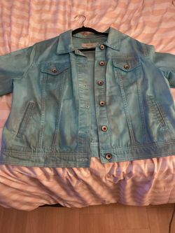 Distressed Jacket, turquoise tie-dye