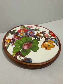 MacKENZIE CHILDS WHITE FLOWER MARKET TRIVET