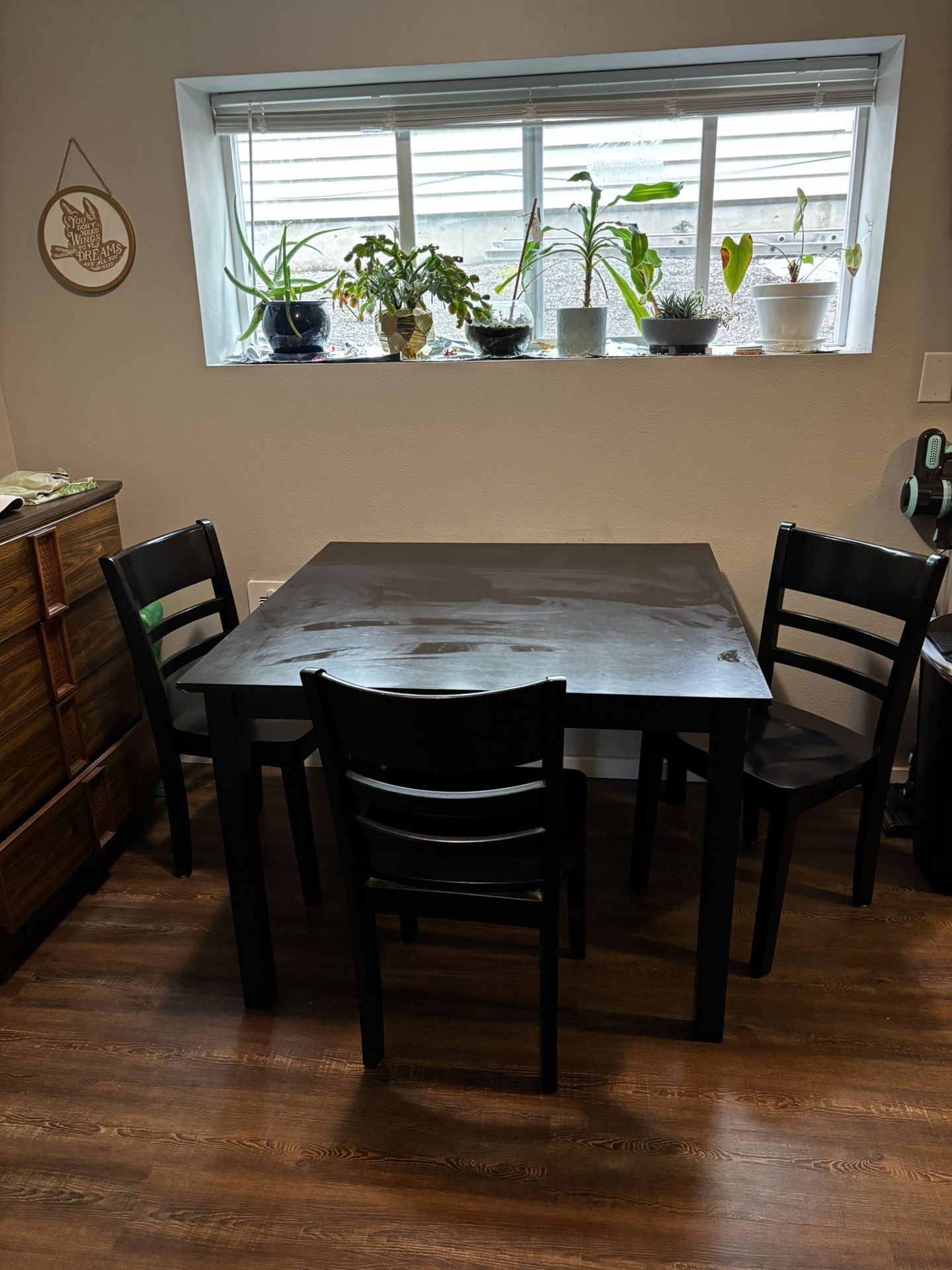 Black, Square Dining Table + 4 Chairs