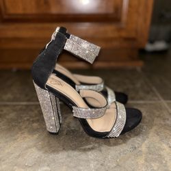 Black & Silver Rhinestone Heels