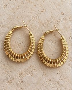 Gold Textured Hoop Earrings
