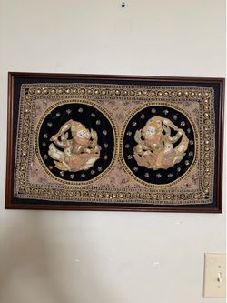 Framed Southeast Asian Textile Artwork 24”x16”