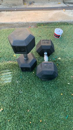 50 lb Rubber Hex Dumbbells Pair