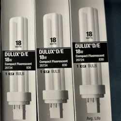 Sylvania Compact 20724 Fluorescent 4 Pin Double Tube 18 watt set of 3 lamps