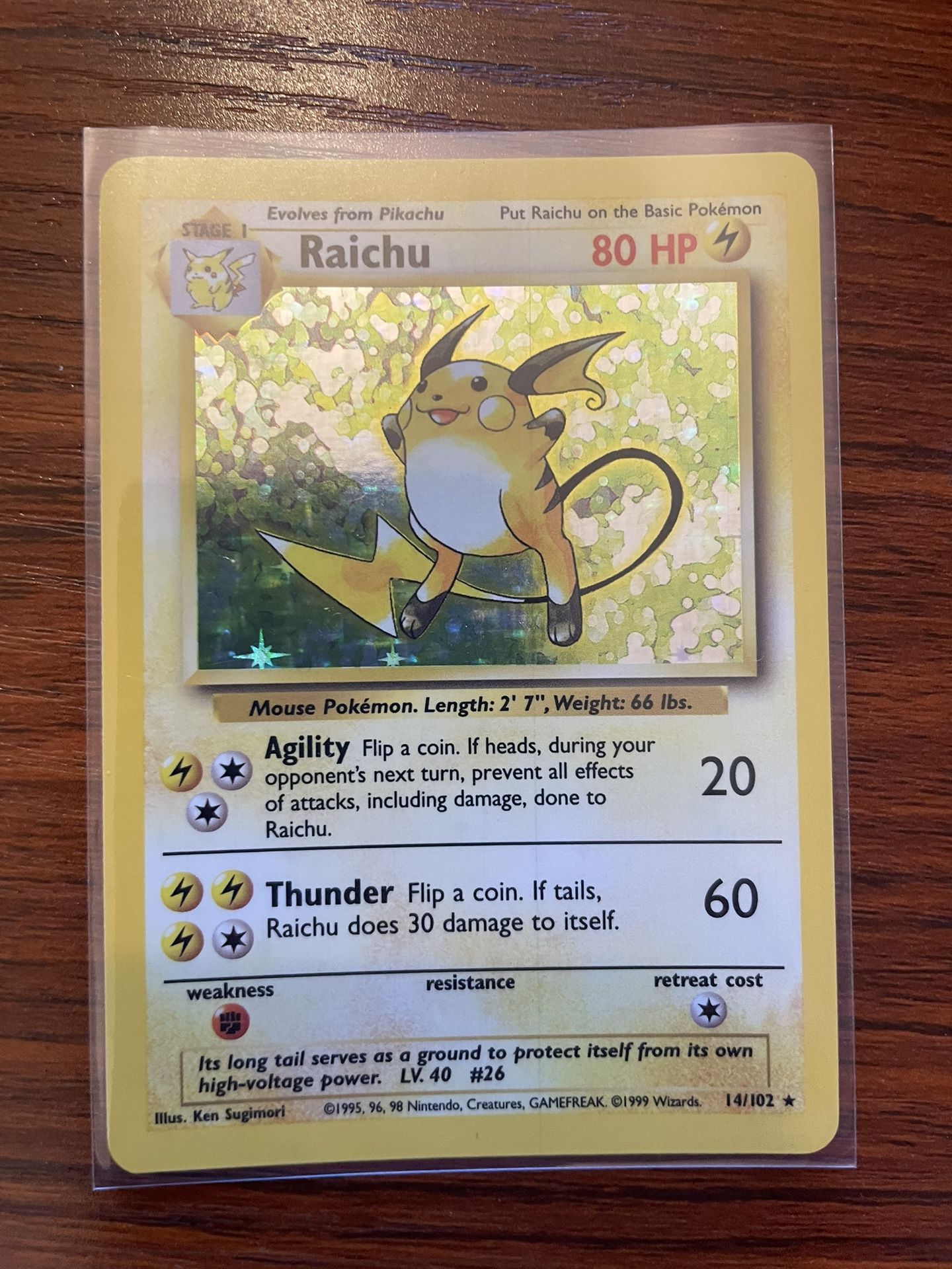 Pokemon Raichu Base Set Unlimited Holo Foil