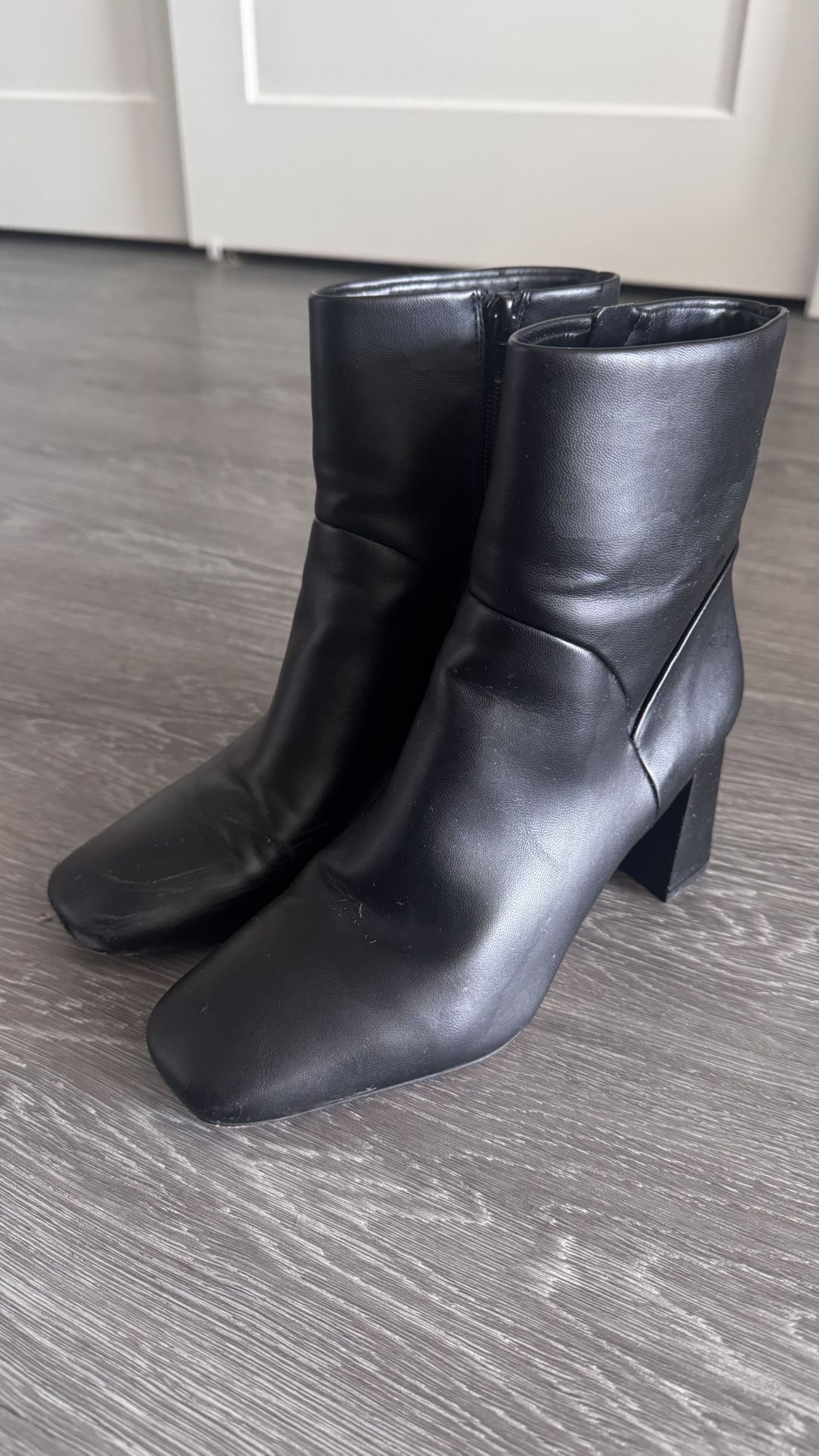Black Nordstrom Rack Heel Ankle Boots - PU Leather
