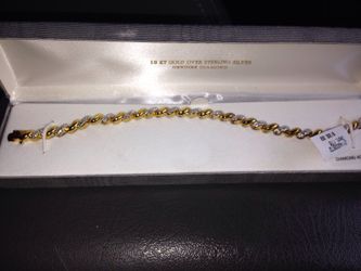 Diamond Accent 8" sterling silver with 18kt gold overlay