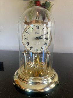 VTG Elgin Quartz Anniversary Clock. Excellent condition! Made in Japan 12x7” Glass dome