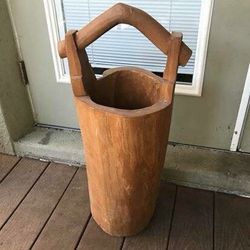 Teak wood vAse - reclaimed wood decor - patio - outdoor
