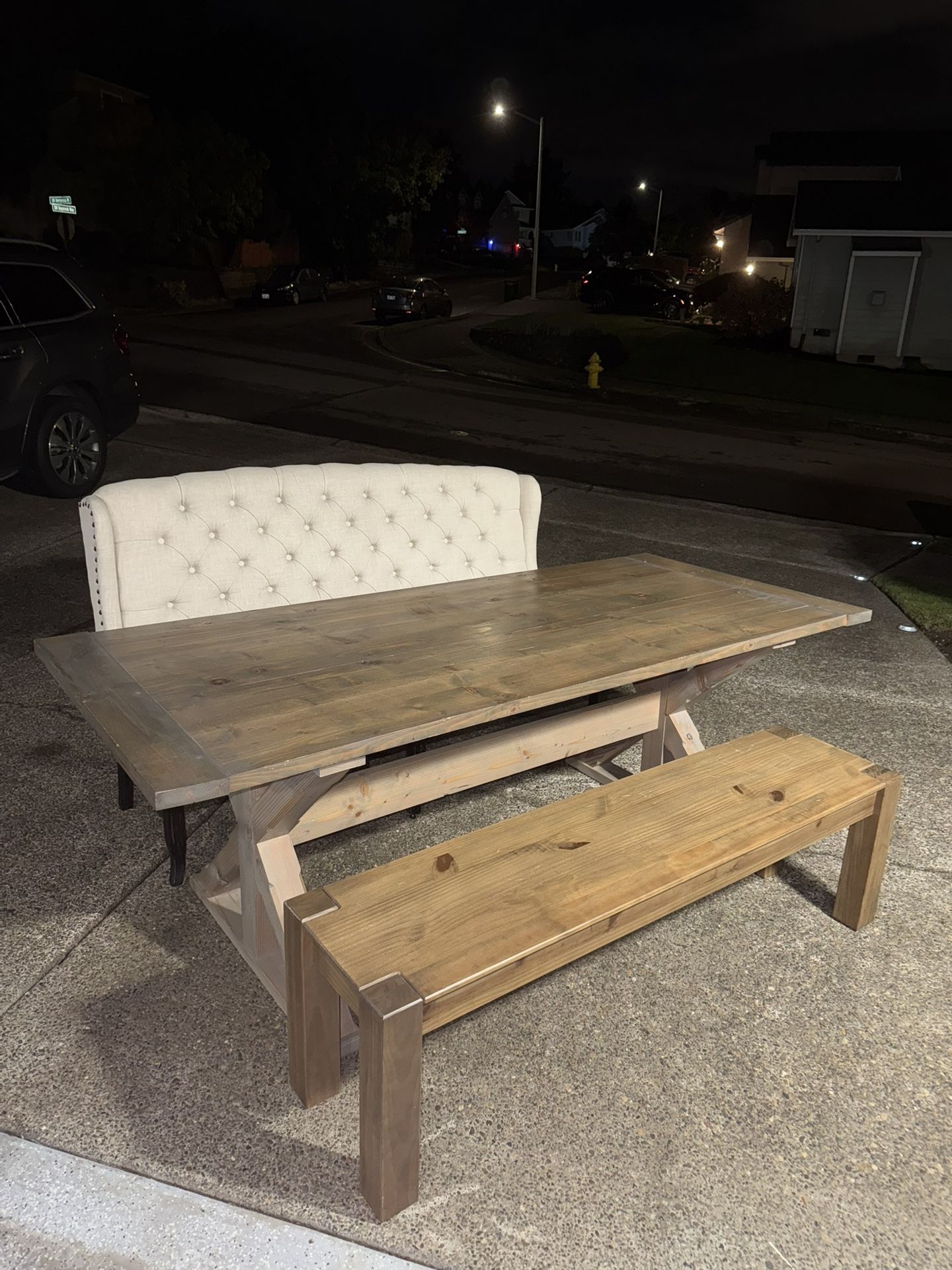 Real Wood Dining Table And Benches