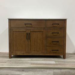 49'' Bathroom Vanity Solid Wood Cabinet Stone Countertop (Sink Cracked)