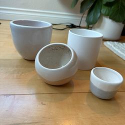 Assorted Ceramic Pots White Gloss Plant