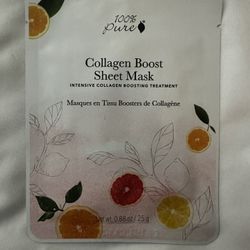 100% Pure Collagen Boost Sheet Mask with Black and White Design