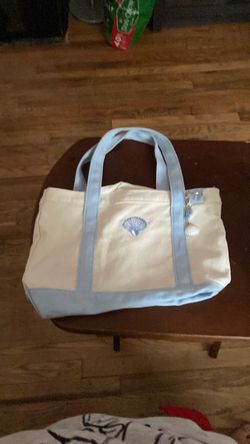Canvas Tote Bag with Seashell Embroidery