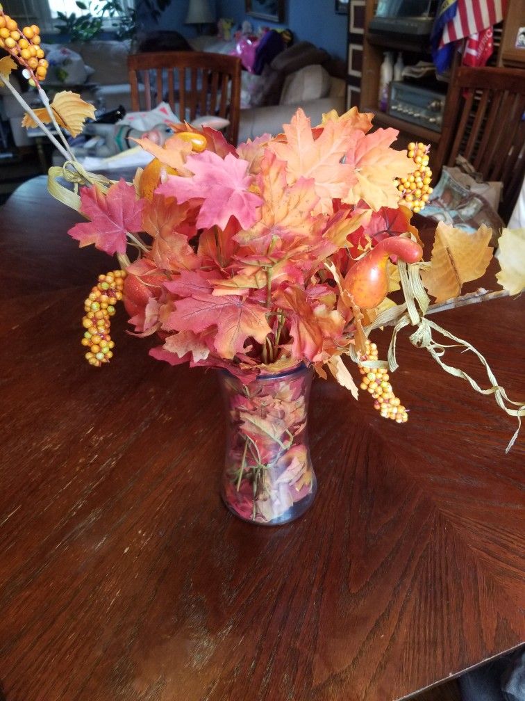 FALL FLOWERS WITH GLASS VASE