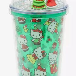 Hello Kitty Dome Acrylic Travel Cup - Christmas Theme - Sanrio - Hot Topic - NEW