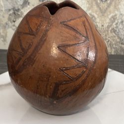 Vintage Mid Century Hand-Carved Pottery Vase