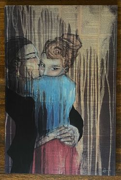 Mixed Media Canvas Print – Couple onVintage Book Page Background