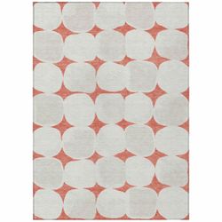 Coral and Ivory Geometric Area Rug
